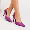 Tacones Altos de Piel Arrugada con Punta para Mujer, Diseño de Nicho Europeo y Americano, Modernos, Elegantes, Lujo Ligero, Sandalias de Tacón Alto Finas con Tira Trasera Baja