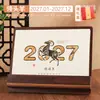 Calendario de Escritorio de Madera Estilo Chino Calendario con Ilustraciones Exquisitas Adorno de Escritorio Regalo para Empresas Calendario de Escritorio Personalizado