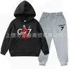 Ropa para Niños y Niñas Primavera y Otoño Nuevo Color Puro Estampado Ropa Infantil Conjunto de Dos Piezas de Sudadera y Pantalón de Terciopelo para Niños Estilo Americano