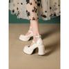 Zapatos Mary Jane de una correa para mujer 2025 Estilo Primavera y Otoño con falda Tacón grueso Suela gruesa Flats Tacones altos rojos pequeños