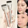 Pincel delineador de ojos en forma de hoz, de hoja plana y biselada, para delinear el rostro, hasta el cepillo de gusano de seda, para cejas, para maquillaje de ojos, portátil