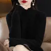 Suéter de punto de cuello medio para mujer, venta al por mayor transfronteriza, otoño e invierno, top de talla grande, artículo popular de exportación para capas base
