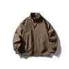 Chaqueta de trabajo simple de estilo americano de marca moderna para hombre, chaqueta tipo béisbol con cuello alto, chaqueta Harrington casual retro holgada tipo aviador