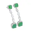 Pendientes de esmeralda de algodón vintage de estilo europeo y americano de Internet Celebrant, pendientes de diamantes cuadrados de princesa, pendientes largos de moda que combinan con todo con la parte inferior.
