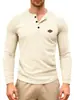 Nueva Camiseta Henley de Manga Larga Waffle con Botones, Secado Rápido, Raglán, Estilo Americano Casual para Hombre, Europea y Americana, Primavera y Otoño