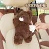 Caja de pañuelos para coche de oso de dibujos animados, oso tumbado de peluche, dispensador de pañuelos para coche, bolsa de pañuelos creativa, linda, para uso dual en casa y en el coche
