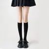 Medias de Seda Blanca con Costura Calcetines Falsos JK Japoneses Calcetines Cubo Mujer Primavera y Verano Medias Finas Lolita Rodilla Seda Negra
