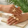 Conjunto de Anéis Europeus e Americanos Estilo Oceano Transfronteiriço, Design Vintage de Concha, Pérola Irregular Barroca, Concha e Estrela do Mar