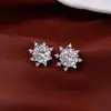 Brincos Redondos Estilo Minimalista Francês com Agulha de Prata Incrustada de Zircônia, Luxo Leve, Sensação de Alto Padrão, Brincos Elegantes, Brincos Versáteis para Rostos Quadrados e Redondos