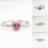 Design de nicho de joias popular do TikTok, anel requintado em forma de coração feminino, Novo Anel de Diamante Rosa, Diamante Vermelho, Fornecimento ao vivo