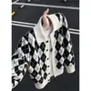 Suéter Cardigan Argyle Fair Isle Masculino Outono Preguiçoso Relaxado Suéter Macio Tricotado Estilo Old Money Roupa Exterior
