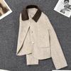 Abrigo de Lana Beige de Doble Cara para Mujer 2025 Nuevo Otoño e Invierno Cuello Polo Top de Cachemira de Alta Gama