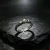Anillo de Calavera Vintage Desgastado Plata Tailandesa Chiba Estilo Oscuro Anillo Abierto Ajustable Unisex Punk Accesorio de Nicho