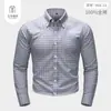100% AlgodónNueva Camisa de Cuadros Cepillados para Hombre Corte Ajustado Sin Planchar Algodón de Fibra Larga Lavado Camisa para Hombre Venta al por Mayor