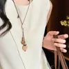 Dinheiro Antigo Estilo Chinês! Colar Pingente em Tons de Marrom para Mulheres, Corrente Clavicular de Luxo de Alto Padrão, Acessório Longo de Verão