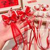 Diadema con lazo rojo estilo chino para niña, horquilla con borlas para Año Nuevo, horquilla de estilo nacional
