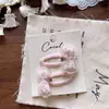 Clip para el pelo de niños con lazo de hongo de encaje perlado dulce, goma para el pelo, pasador para el pelo de niñas, pinza lateral, diadema elástica
