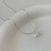 Colar de Pérolas Minimalista para Mulheres, Temperamento Versátil da Moda Prata S925 Ins Nicho Corrente Clavicular Estilo Coreano Corrente Artística para Suéter