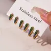 Pendientes de Acero Inoxidable con Baño de Oro Real de 18K, Forma de U, Circonita Colorida, Forma de Serpiente, Completamente Incrustados con Diamantes, Lujo Accesible, Moda, Pendientes Versátiles