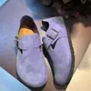 [en stock] Zapatos Birkenan morados todo incluido para mujer, nuevo modelo de hebilla de una tira, corcho Birkenan, boca profunda, zapatos de suela gruesa