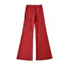 Calça de Yoga Slim Fit Estilo Americano Levanta Bumbum para Primavera e Verão, Cintura Alta com Cordão, Levemente Flare, Emagrecimento, Alongamento das Pernas, Casual Fitness, Comprimento Total