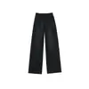 Jeans Wide Leg Curvo Super Moderno Preto e Cinza para Mulheres, Calças Wide Leg Afuniladas de Cintura Alta Inverno 2025