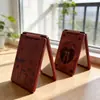 Espelho Dupla Face de Sândalo Vermelho, Espelho de Aumento Dobrável com Tampa Flip-Top, Espelho Pequeno Portátil, Artesanato de Madeira de Mão, Atacado