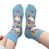 Novidades Primavera e Verão Meias de Gatinho de Cano Médio para Mulheres Versáteis Estilo Cartoon Fofo Gatinho Fofo Absorventes de Suor Resistentes a Odores Meias Sem Costura para Mulheres