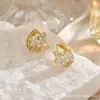 Pendientes de Zirconia con Forma de Corona para Mujer, Diseño Sencillo de Nicho, Pendientes de Moda y Lujosos Micro-Adornados para Mujer, Estilo Exótico Versátil