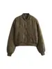 Comercio Exterior Transfronterizo Spot Invierno 2025 Chaqueta Corta de Algodón con Cuello Redondo para Mujer Chaqueta Bomber para Mujer