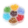 Cuentas Planas de Vidrio de 8 mm Cuentas de Cristal Cuentas Sueltas Caja de 7 Compartimentos Set Kit para Joyería DIY Materiales para Ensartar Aretes Pulsera Collar
