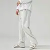 Calça casual nova de outono e primavera com zíper lateral e fenda calça esportiva masculina de cor sólida calça de moletom reta 2023