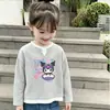 Camiseta elegante de manga larga para niña, nuevo modelo de primavera y otoño, con textura de gofre, efecto de dos piezas, top básico versátil y moderno para niños mayores