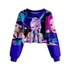 Huntrx Patrón Impreso en 3D Nuevo Estilo Transfronterizo Niñas Sudadera Corta Casual de Cuello Redondo