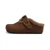 Zapatos de Algodón para Mujer con Tacón Oculto de 5 cm, Pantuflas Retro de Piel Estilo Birkenstock con Suela Gruesa, Zapatillas Cerradas de Lana de Cordero Primavera 2026