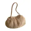 Nova bolsa de ombro de pelúcia para mulheres, bolsa estilo coreano outono e inverno em pele sintética de raposa, bolsa de axila versátil e simples em formato de nuvem, bolsa de mão