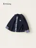 Blusa de Patchwork a Cuadros de Otoño Bangxuan para Niñas de Manga Larga Estilo Británico Retro Suéter de Punto para Niños Cárdigan Infantil
