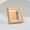 Moldura de Foto Quadrada de Madeira Oca de 4 polegadas Mini Moldura de Foto Criativa em Pastel a Óleo Caligrafia DIY Display de Mesa de Madeira