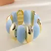 Pulseira Oval Geométrica Gradiente de Acrílico Europeia e Americana, Pulseira Vintage de Nicho Transfronteiriça, Joia Exagerada de Alta Qualidade