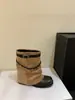 Botas apiladas de estilo retro con hebilla de correa tejida para mujer, nuevo modelo 2026, botines de tacón grueso, botas de motociclista, botas de vaquero occidentales