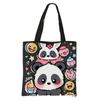 Bolsa de Tutoria para Aluno do Ensino Fundamental Panda Grande Capacidade Poliéster Estampada Bolsa Tote Portátil Bolsa de Aula Bolsa de Ombro Simples e Versátil