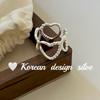 Estilo Coreano Otoño e Invierno Nuevo Sencillo Joyería de Plata Anillo de Corazón Hueco de Plata de Ley S925 Anillo Abierto Ajustable para Mujeres