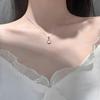 Collar con colgante redondo Moyu chapado en plata 925, diseño nicho, cadena de clavícula para mujer, cadena de collar de lujo ligera y de alta gama para mujer.