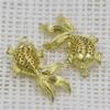 Accesorios de cobre fundido con forma de pez dorado, colgantes, accesorios de joyería hechos a mano, horquillas para el pelo, pendientes, material 18 x 33 mm