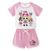 Traje Infantil 2023 Muñeca Sorpresa Verano Nueva Ropa Infantil Camiseta de Manga Corta para Bebé Conjunto Casual de Dos Piezas Moda