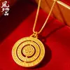 Colgante Redondo Giratorio Antiguo Chapado en Oro con Cien Bendiciones, Colgante de Fortuna Giratorio, Nuevo Estilo Étnico Chino