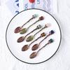 Cuchara de bronce de cristal natural amor hecho a mano DIY gema pulida mango largo cuchara para mezclar utensilios fabricantes venta al por mayor