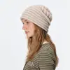 Chapéu de Tricô Listrado Retrô Estilo Coreano Feminino Outono Inverno Mistura de Acrílico Chapéu Slouchy com Caimento na Parte de Trás Gorro para Frio Transfronteiriço