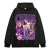 Camiseta de Manga Curta Pesada com Estampa Retro Hip-hop Chris Brown Chris Brown Gola Redonda Moletom com Capuz