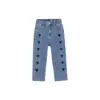 Calça Jeans Tendência Estilo Coreano 2026 em Formato de Coração para Meninas, Fina Primavera/Verão Nova Infantil Casual Versátil de Perna Reta 755